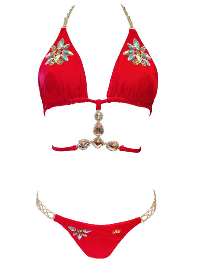 Athena Triangle Top & Tango Bottom - Red - Regina's Desire Swimwear
