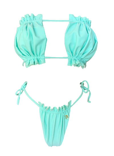 Candy Bandeau Top & Thong Bottom - Mint Green - Regina's Desire Swimwear