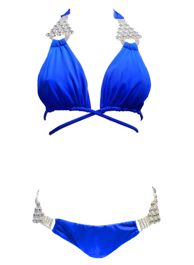Nicole Halter Top & Skimpy Bottom - Blue - Regina's Desire Swimwear